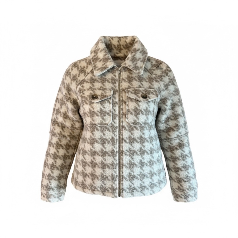Avec Les‎ Filles Houndstooth Plaid Cropped Utility Jacket Women Cabincore - XS